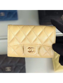 Chanel Iridescent Quilted Grained Calfskin Classic Flap Coin Purse Yellow/Gold