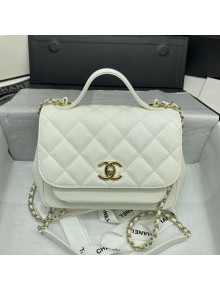Chanel Quilted Grained Calfskin Flap Messenger Bag A93749 White 2020