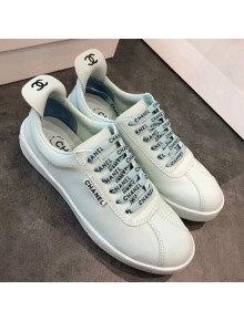 Chanel Smooth Calfskin Logo Lace Sneakers G34811 Mint Green 2019 