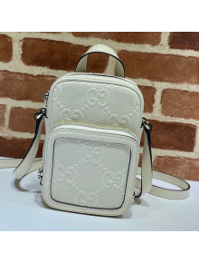 Gucci GG Embossed Leather Mini Bag ‎658553 White 2021