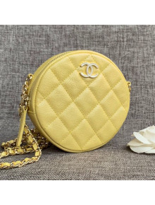 Chanel Iridescent Round Classic Clutch with Chain AP0366 Yellow 2019