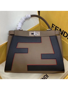 Fendi Peekaboo Medium Oversize Raised FF Top handle Bag Coffee 2019