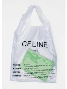 Celine Hyaline PVC Large Shopping Bag With a Leather Pouch Green 2018