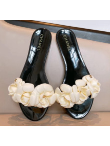 Chanel TPU Camellia Slipper Sandals Black/Beige 2020