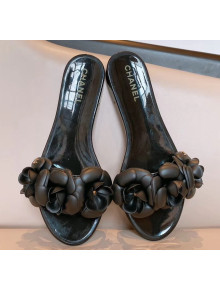 Chanel TPU Camellia Slipper Sandals Black 2020