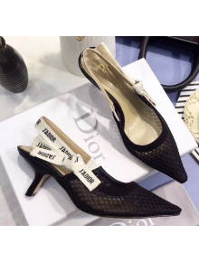 Dior J'Adior Slingback Fishnet Pump With 6.5cm Heel Black 2020