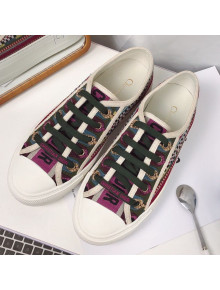 Dior Walk'N'dior Embroidered Cotton Canvas Sneakers Green/Purple 05 2019