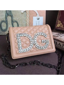 Dolce&Gabbana Crystal DG Girls Shoulder Bag Quilted Nappa Leather Light Pink 2018