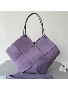 Bottega Veneta Large Intreccio Suede Tote Bag 652058 Lavender Purple 2021