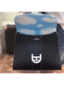 Delvaux Magritte Brillant Mini Top Handle Bag in Box Calf Leather Black/White 2020