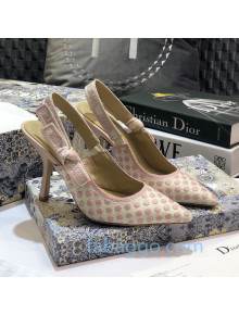 Dior J'Adior Slingback Pumps 95mm in Dots Embroidered Canvas Pink 2020