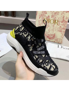 Dior Oblique Canvas Logo Buckle High-top Sneakers Black 2019