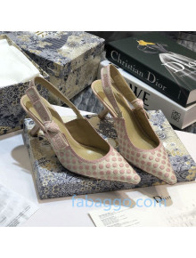 Dior J'Adior Slingback Pumps 65mm in Dots Embroidered Canvas Pink 2020