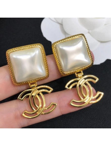 Chanel Resin Short Earrings AB5087 Pearly White 2020