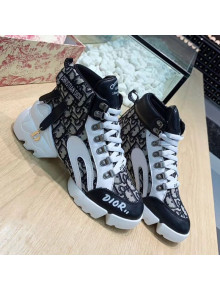 Dior Saddle Oblique Canvas and Calfskin High-top Sneakers White 2019