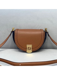 Fendi Moonlight Leather Round Shoulder Bag Brown 2021