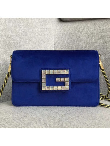 Gucci Velvet Shoulder Bag with Square G 544242 Dark Blue  2018
