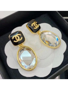 Chanel Resin Stone Short Earrings AB5181 Black/Crystal 2020