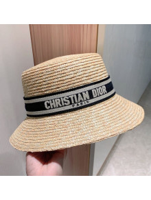 Dior Straw Embroidered Band Bucket Hat Black 2021
