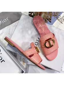 Dior 30 MONTAIGNE Mule Flat Sandals in Crocodile Pattern Calfskin Pink 2020