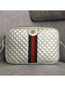 Gucci Laminated leather Small Shoulder Bag ‎541051 Silver 2018