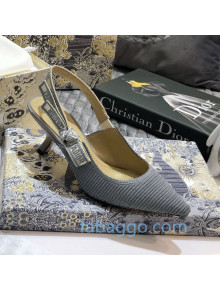 Dior J'Adior Slingback Pumps 65mm in Metallic Thread Embroidered Cotton Grey 2020