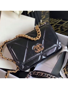 Chanel 19 Shiny Crumpled Calfskin Wallet on Chain WOC AP0957 Black 2020
