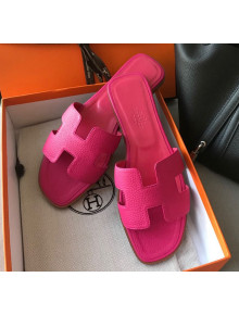 Hermes Oran H Flat Slipper Sandals in Togo Grainy Calfskin Rosy 2021(Handmade)