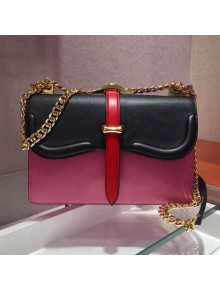 Prada Belle Leather Shoulder Bag 1BD188 Pink/Black 2019