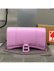 Balenciaga Hourglass Chain Wallet in Smooth Leather All Lilac Pink 2021