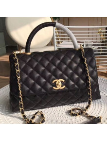 Chanel Grained Quilted Calfskin Coco Handle Flap Top Handle Bag Black