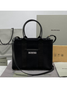 Balenciaga Hardware Small Tote Bag in Black Cotton Canvas 2021