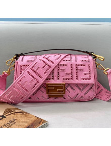 Fendi Baguette Medium Bag with FF embroidery Pink 2021 8372L