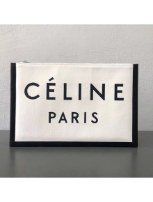 Celine Made in Large Clutch Pouch in Textile White/Black 2018