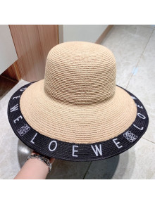 Loewe Raffia Straw Wide Brim Bucket Hat Black 2021