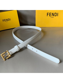 Fendi Women's Calfskin Belt 20mm with FF Buckle White/Gold 2021