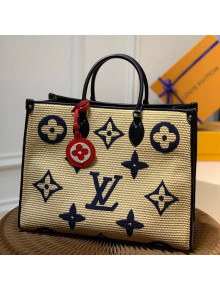 Louis Vuitton OnTheGo GM Tote Bag in Monogram Raffia M57644 Blue 2021