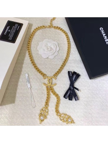Chanel Cutout Metal Long Necklace AB3130 2020