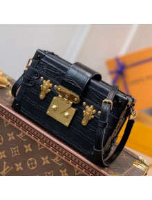 Louis Vuitton Petite Malle Trunk Bag in Crocodilien Leather N93144 Black 2021