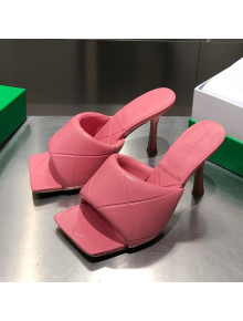 Bottega Veneta The Rubber Lido Quilted Lambskin Heel Sandals 9cm Pink 12 2021  
