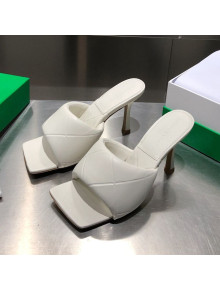 Bottega Veneta The Rubber Lido Quilted Lambskin Heel Sandals 9cm White 15 2021  