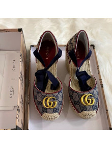 Gucci GG Canvas Lace-up Platform Espadrilles 621240 Blue 2020
