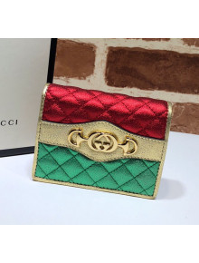Gucci Laminated Leather Card Case 536353 Green/Red/Gold