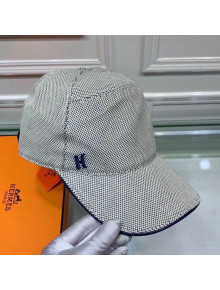 Hermes Canvas Baseball Hat with Side H Grey 2021