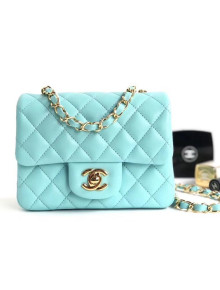 Chanel Lambskin Mini Square Classic Flap Bag 1115 Pale Blue (Gold-Tone Hardware)