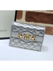 Gucci Laminated Leather Card Case 536353 Silver