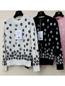 Chanel Knit Daisy Sweater White/Black 2022 07