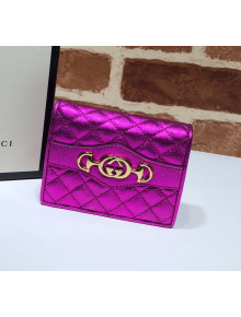 Gucci Laminated Leather Card Case 536353 Fuchsia