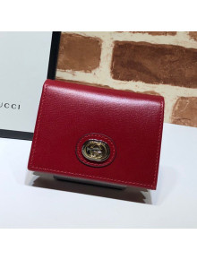 Gucci Leather Interlocking G Card Case Wallet 598532 Red 2019