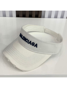Balenciaga Canvas Visor Hat with Logo White 2021